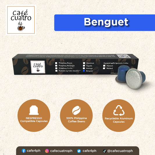 cafe4ph BENGUET BLEND Coffee Pods in Aluminum Nespresso-compatible Capsules 10 pods
