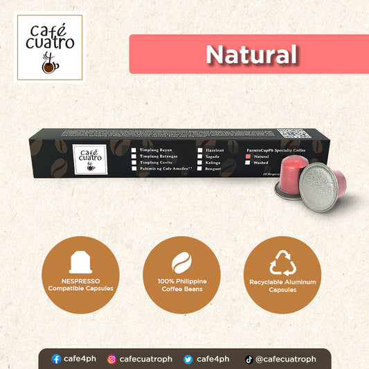 Cafe4ph NATURAL ARABICA Coffee Pods in Aluminum Nespresso-compatible Capsules (10 pods)